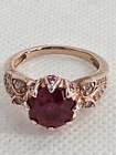 Vintage Estate 3 Carat Lab Created Ruby Sterling With Gold Overlay Ring
