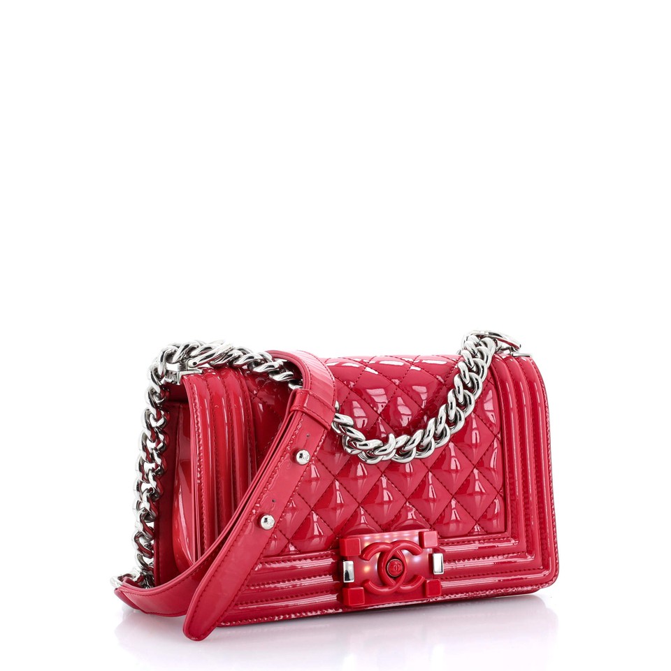 Chanel Boy Flap Bag Quilted Plexiglass Patent Small eBay