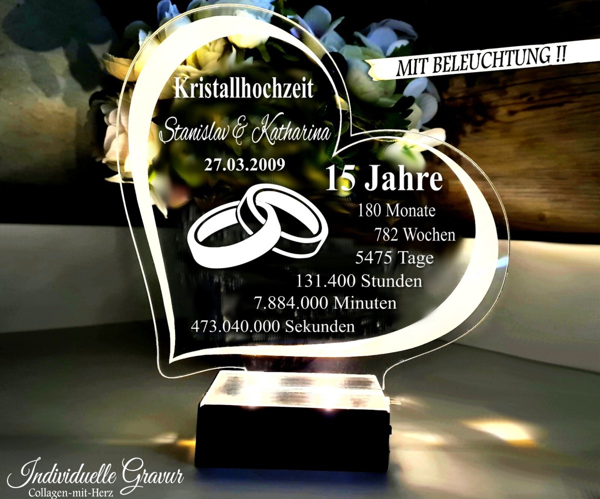 Handgefertigte Glückwunschkarte Zum 15. Hochzeitstag Mit Kristallen – 16 X 16 Cm Von White Cotton Cards