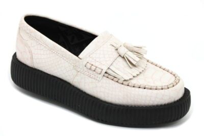 T.U.K. V9012 TUK Viva Mondo Round Low Creeper Slipper Cream Rockabilly