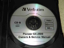 PIONEER STEREO RECEIVER SX-2500 OWNERS SERVICE MANUAL ON A CD IN A HARD CASE