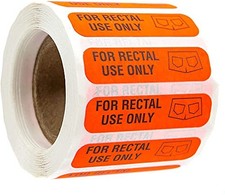 for Rectal Use Only Stickers / 500 Small Labels / 0.375" x 1.5" Fluorescent Red