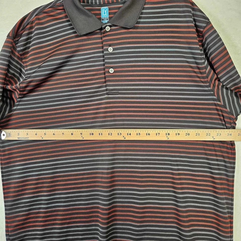 PGA TOUR Short Sleeve Golf Polo Shirt Mens XXL Short Sleeve Striped - Image 3 of 4