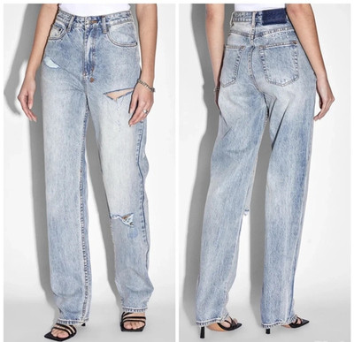 Ksubi Women s Jeans Playback Skream Trashed Size 25x32 Relaxed Straight Leg Blue