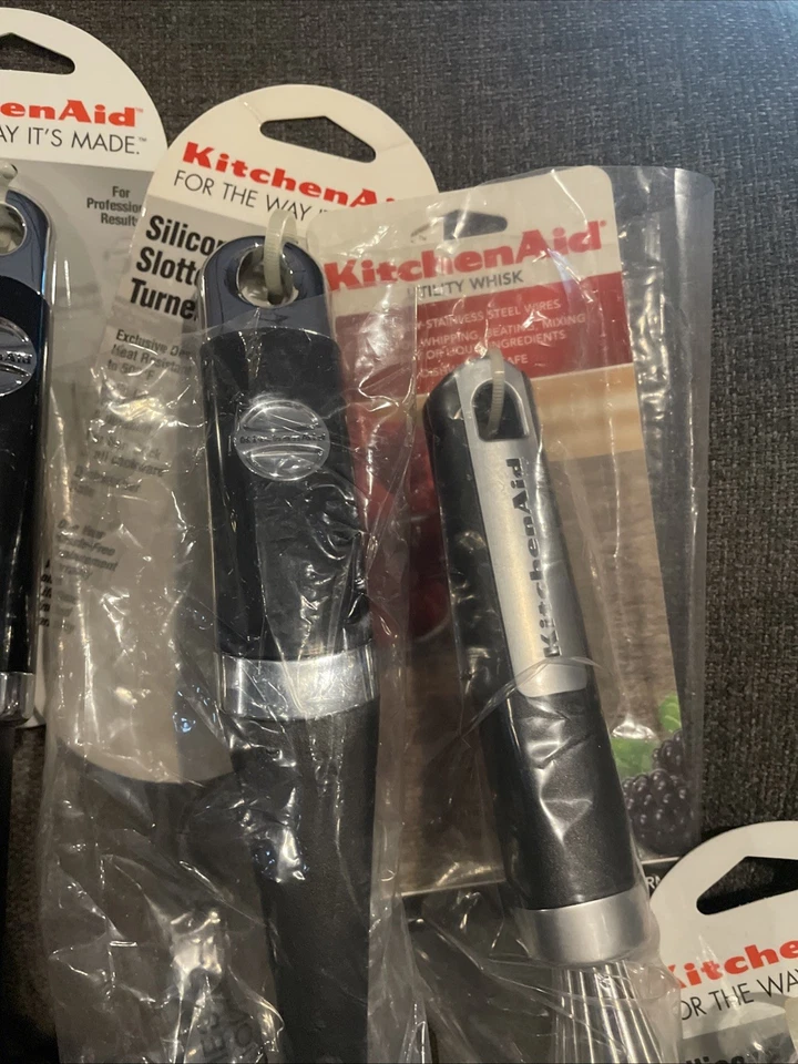 KitchenAid Black Stainless Steel Lot Of 7 Utensils, Spoon, Spatula, Whisk, Scoop - Image 4 of 4