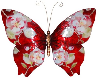 Eangee Butterfly 18'' Wide Red Capiz Shell Wall Decor