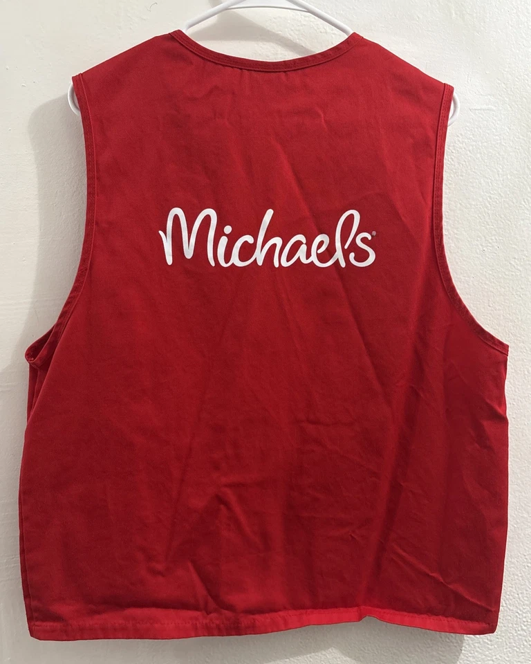 Michaels Arts & Crafts Store Employee Red Vest Worker Adult Uniform Size Medium - Image 2 of 4