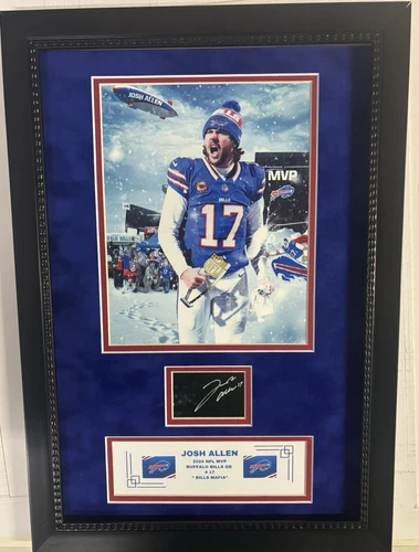 Josh Allen Facsimile Signed Autograph MVP Photo Picture Framed MVP 12-18 Collage
