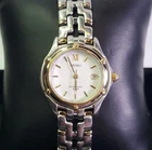 Seiko Watch Women 26mm White Dial Two Tone Date Round 7n82-0599 New Battery