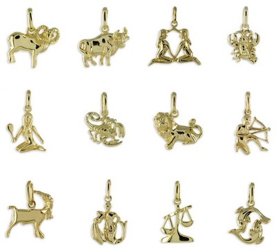 Zodiac Pendant Gold 333 Zodiac 22mm No Chain