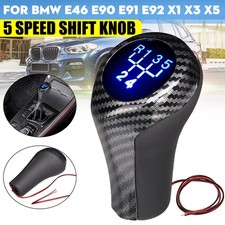 5 Gang Schaltknauf Schalthebel PU Leder Carben Optik für BMW E46 E90 E91 X1
