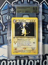 2001 POKEMON 1st ed NEO GENESIS AMPHAROS #1 GEM MINT BGS 9.5 CORNERS 10 SWIRL 🌀