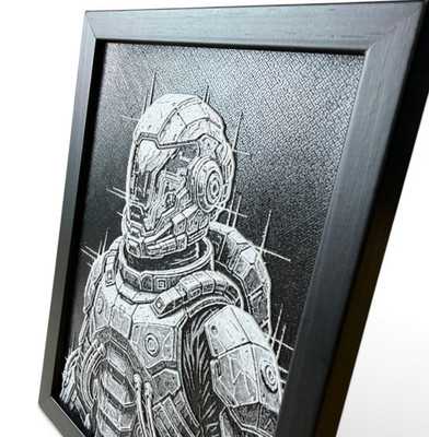 3D Wandbild Sci-Fi Krieger Astronaut Relief gerahmt Handarbeit Geschenk Deko