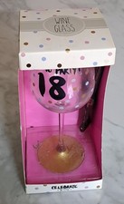 Celebrate In Style 18th Birthday Wine Glass with Fan Charm 350ml Volume 1