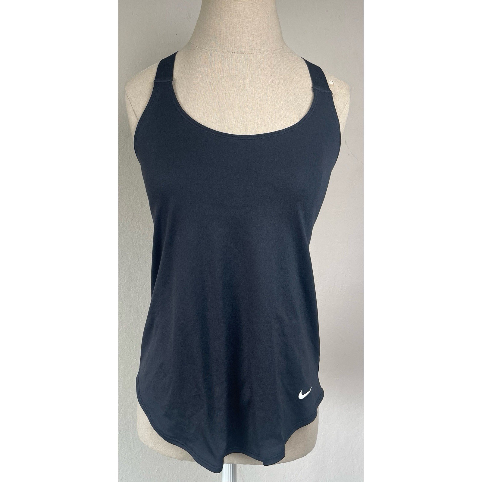 Nike Dri-Fit Black Lightweight Logo Criss Cross Tank Top Women's Size XS