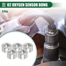 Universal Car O2 Oxygen Sensor Bung 17mm Inner Stainless Steel Silver Tone 5pcs