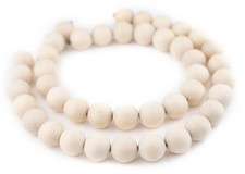 Cream Unwaxed Natural Wood Beads 20mm White Round Large Hole 17 Inch Strand