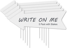 Blank Arrow Yard Signs with Stakes, 5 Pack 17 X 6 Inches White Plastic Wedding D