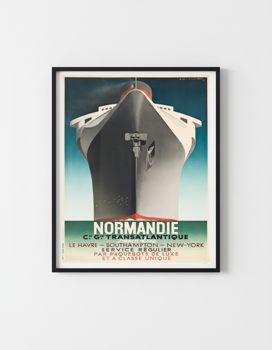 1930s Normandie French Line Poster by A.M. Cassandre - Art Deco