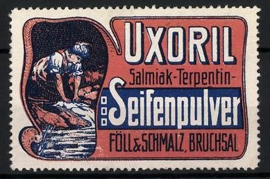 Advertising Brand Uxoril Salmiak Turpentine Soap Powder, Föll & Schmalz, Bruchsal, W 