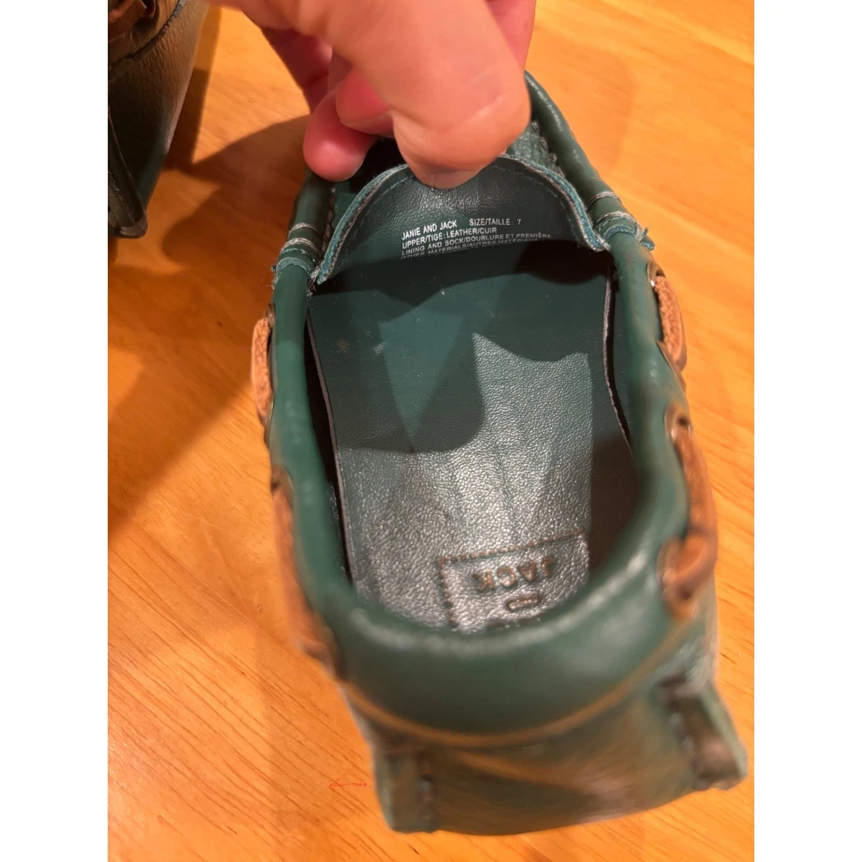 Janie and Jack Nuevos Mocasines de Cuero Mocasines de Conducción Evergreen Niños Zapatos Talla 7 Foto 4 de 4