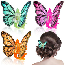3 Pcs Monarch Butterfly Colorful Hair Claw Clips for Women