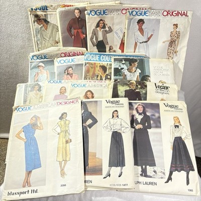 Lot Of 15 Vogue Patterns Size 12 American And Paris Designers Cut And Uncut