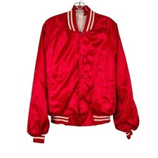 Auburn Sportswear Mens L Red Satin Varsity Bomber Jacket Made in USA Vintage