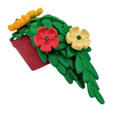 Playmobil red flowerpot hanging plant flowers house city farm