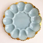Vintage Anchor Hocking Fire King Delphite Blue Deviled Egg Serving Dish 10”