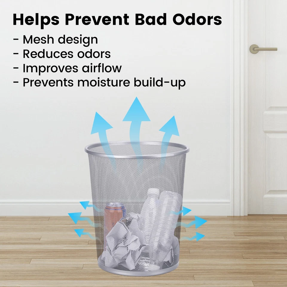 6Gal Steel Mesh Trash Can Rust-Resistant Mesh Waste Basket Round For Home Office - Image 4 of 4