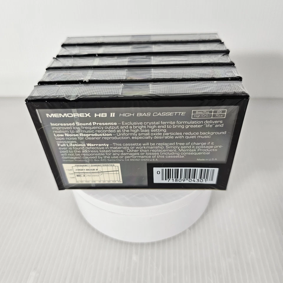 5 cintas de casetes de audio Memorex HB II, 60, nuevas selladas RARAS Foto 3 de 4