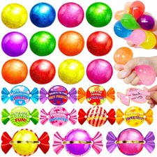 28 Pack Valentines Day Gifts for Kids, Glitter Stress Balls with Valentines D...