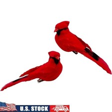 Red Foam Birds Set of 2 Realistic Feathered Clip Decor Crafts Decorations New