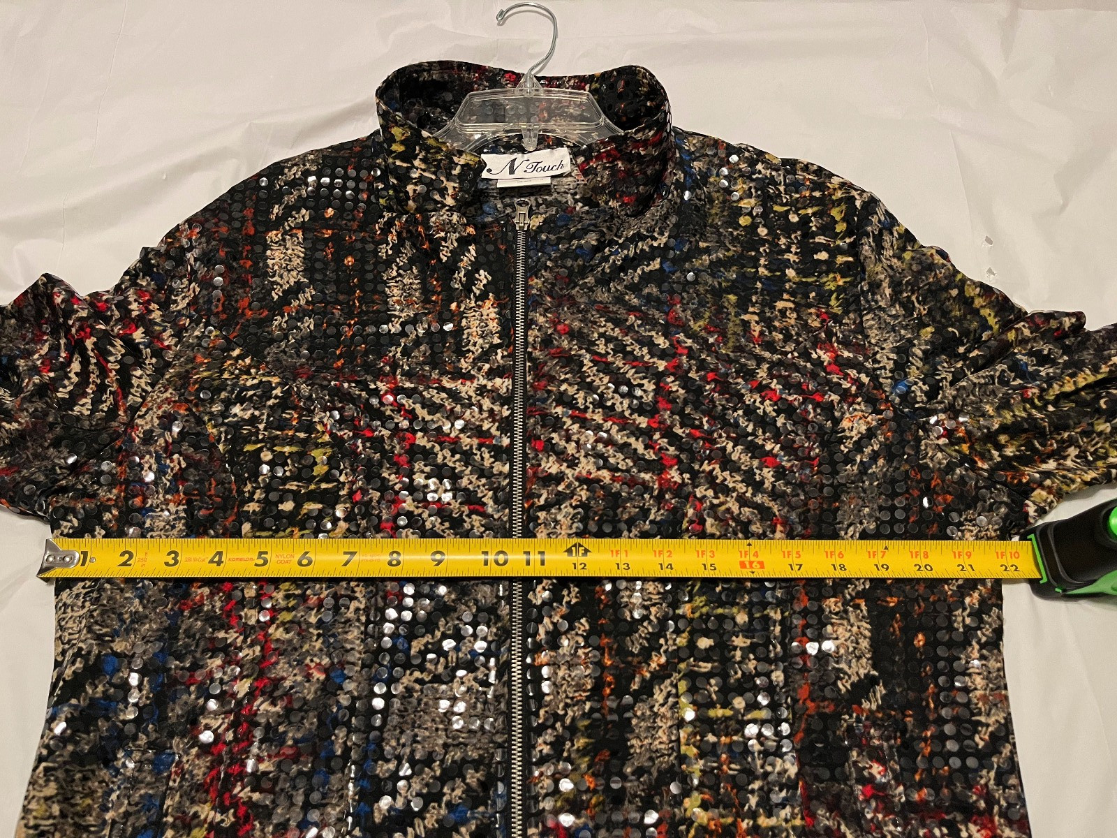 N Touch Sequin Zip Jacket Multicolor Abstract Pat… - image 9