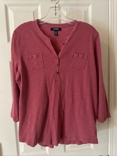 Chaps Women’s Gorgeous Pink Top Sz 1XL 3/4 Sleeve beautiful Pink