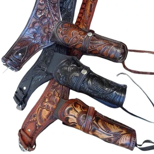 Leather Western New Tooled Holster Gun Belt Drop Loop - Image 2 of 2