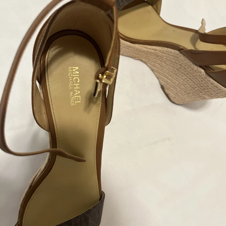 Michael Kors Serena Flex Camel Tan Leather Sandals Ankle Straps Size 10M - Image 3 of 4