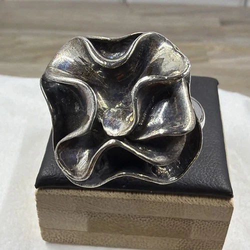 SILPADA 925 Silver  Vintage Dark Tone Sculpted Statement Ring Sz 10 R1809 20gr