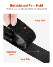 16 ft x 1.5 in Hook and Loop Tape - Self Adhesive Nylon Strips - Secure, Customi