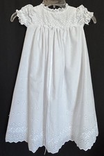 HANDMADE VINTAGE BABY WHITE EYELET BAPTISM CHRISTENING DRESS/GOWN 12-18M
