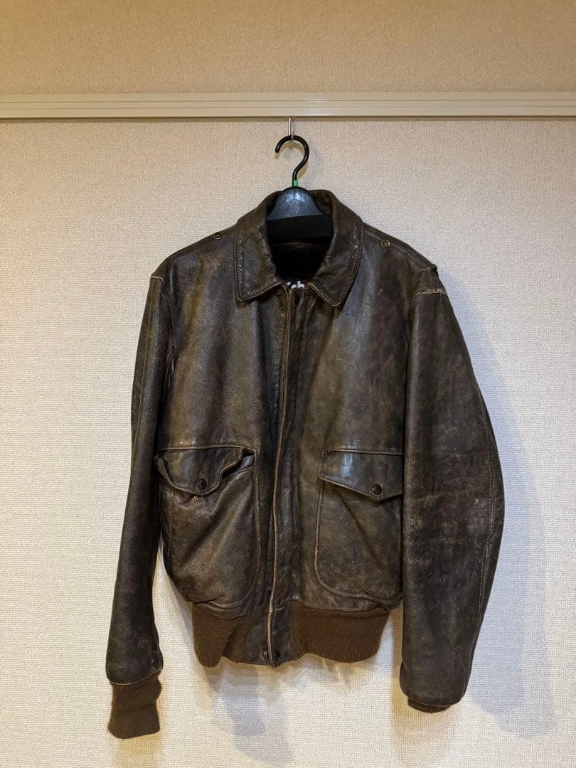 Chaqueta de cuero Schott marrón talla 38 [Mie]