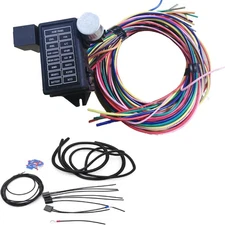 14 Circuit Wiring Harness Kit Extra Long Wires 14 Fuse 12V (New) Replacement... 