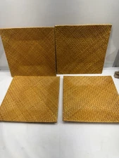 Vtg 4 Pier 1 Brown Square Rattan Wicker Plate Chargers Boho Underplate Decor