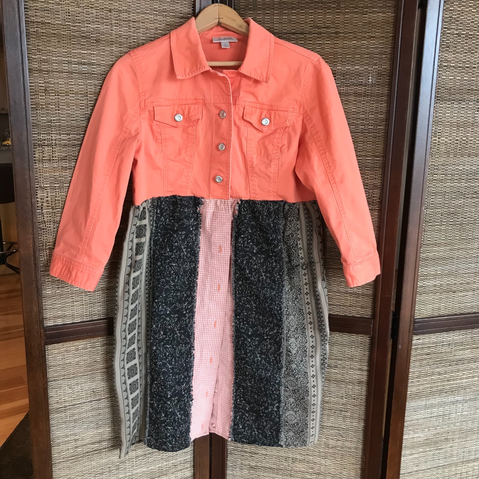 Boho Patchwork Duster: Upcycled Tangerine and Bro… - image 3