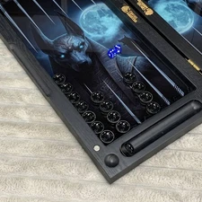 Wood&Glass Backgammon Set Anubis, Tabletop Board Game, Gift for Husband, Partner