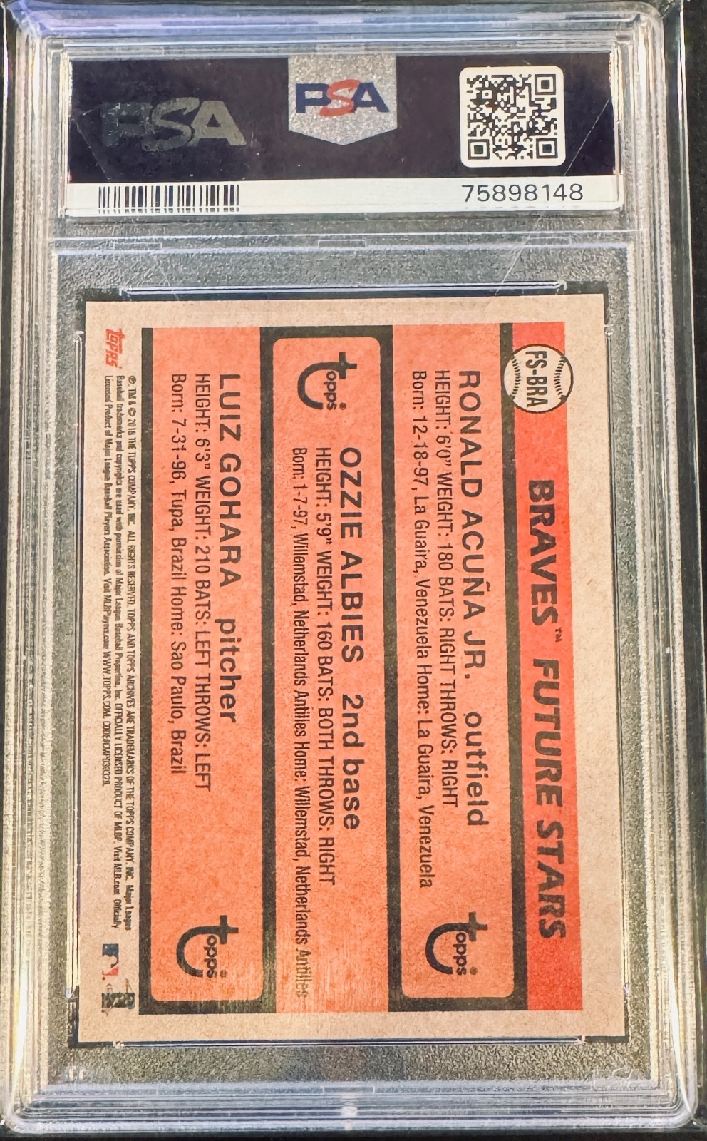 Ronald Acuna Jr. RC 2018 Topps Archives 1981 Topps Future Stars #BRA  PSA 10