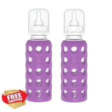 Lifefactory Glass Baby Bottle 9 oz 2 Pack Grape Silicone Sleeve