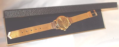 Montre Bicentenial Gold Liberty Vintage (1971-1983) - Boîtier Doré Avec Bracelet Maille Et étui Cuir