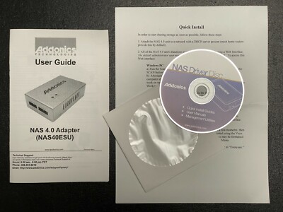 ADDONICS USER GUIDE, NAS DRIVER DISC AND QUICK INSTALL GUIDE FOR NAS 4. ...